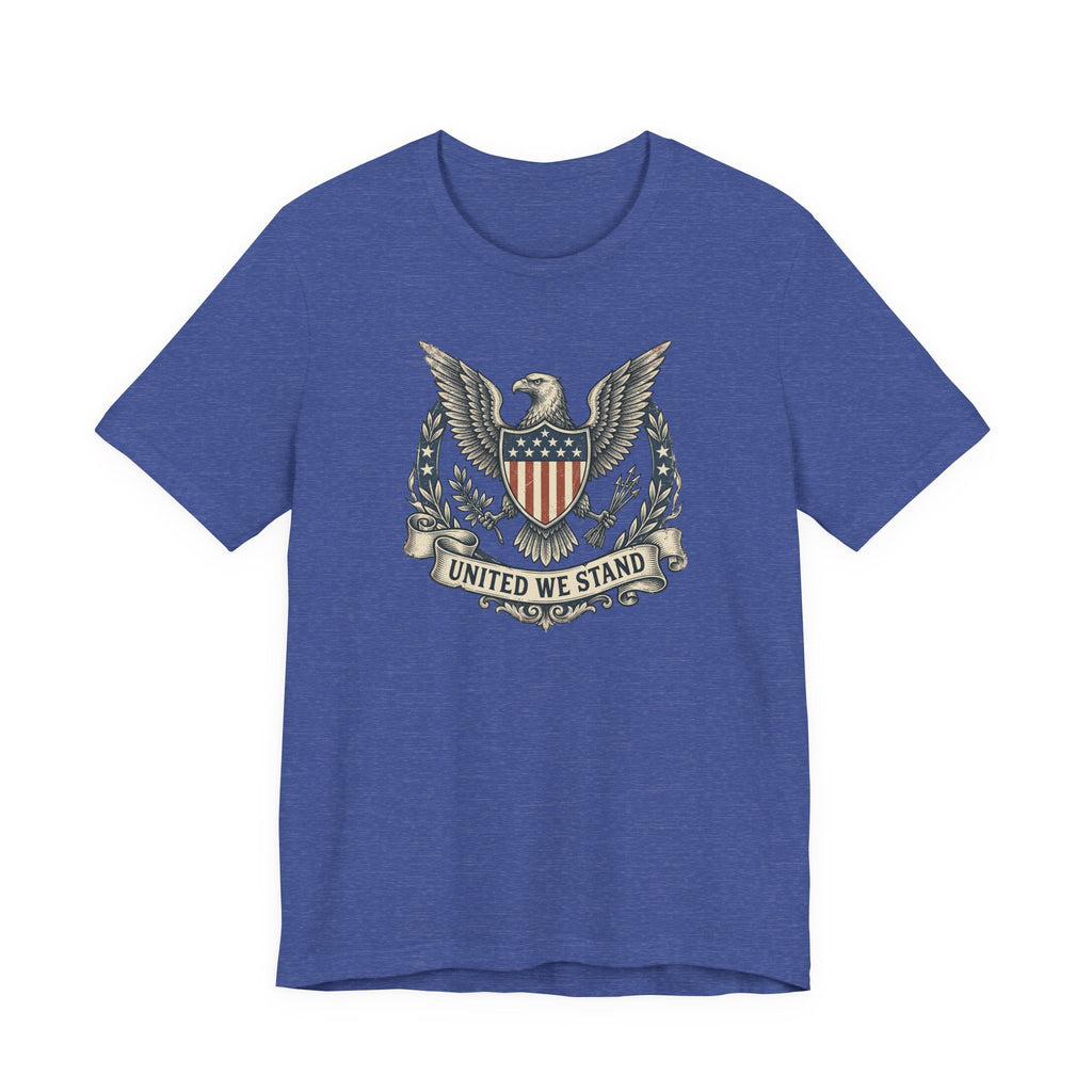 American Eagle Shield United We Stand T-Shirt | Patriotic USA Flag Crest Graphic Tee