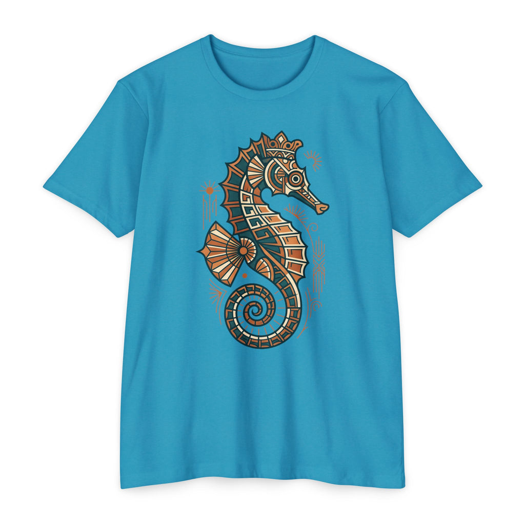 Seahorse T-Shirt Nautical Mosaic Coastal Beach Ocean Art Graphic Tee Sea Lover Gift Unisex