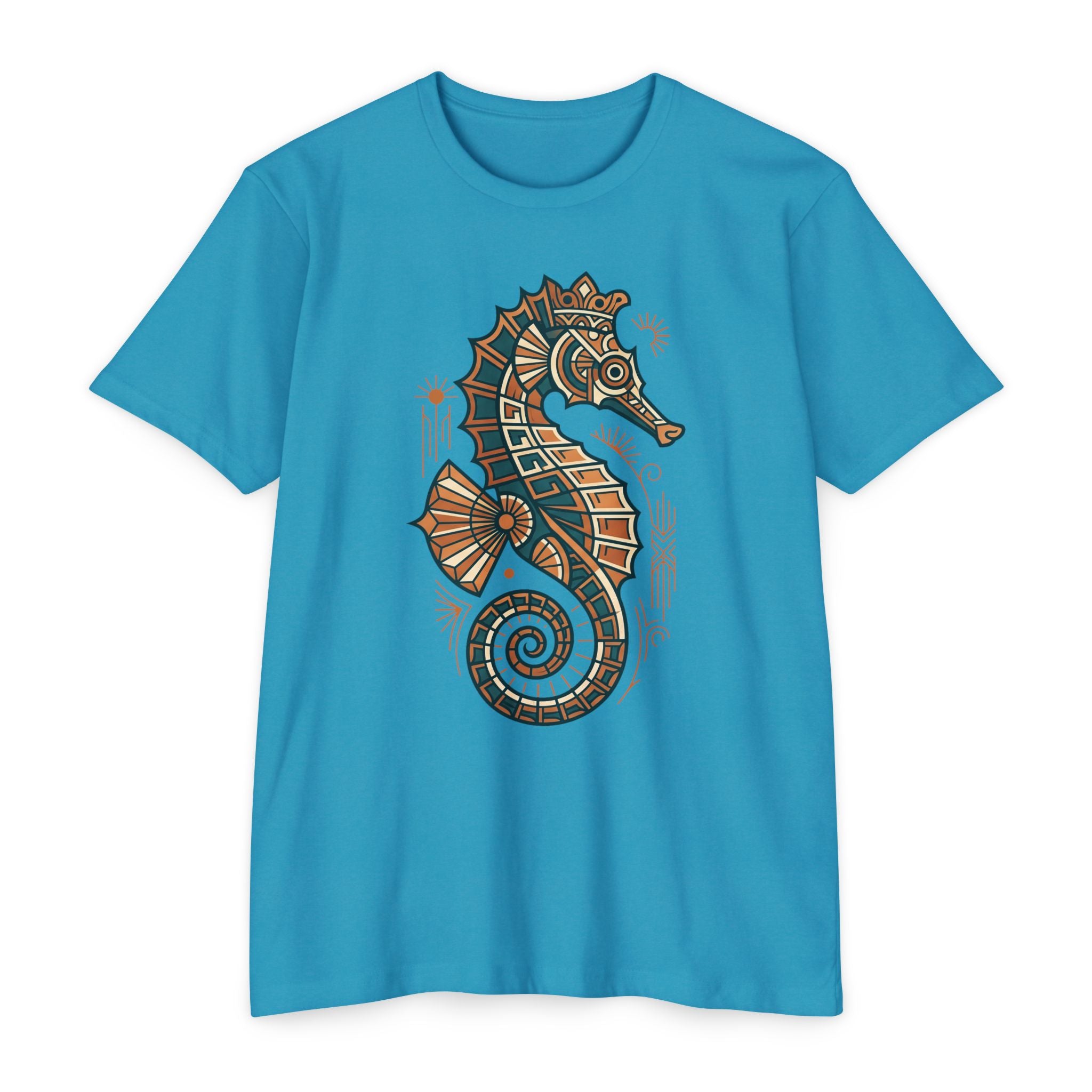 Seahorse T-Shirt Nautical Mosaic Coastal Beach Ocean Art Graphic Tee Sea Lover Gift Unisex