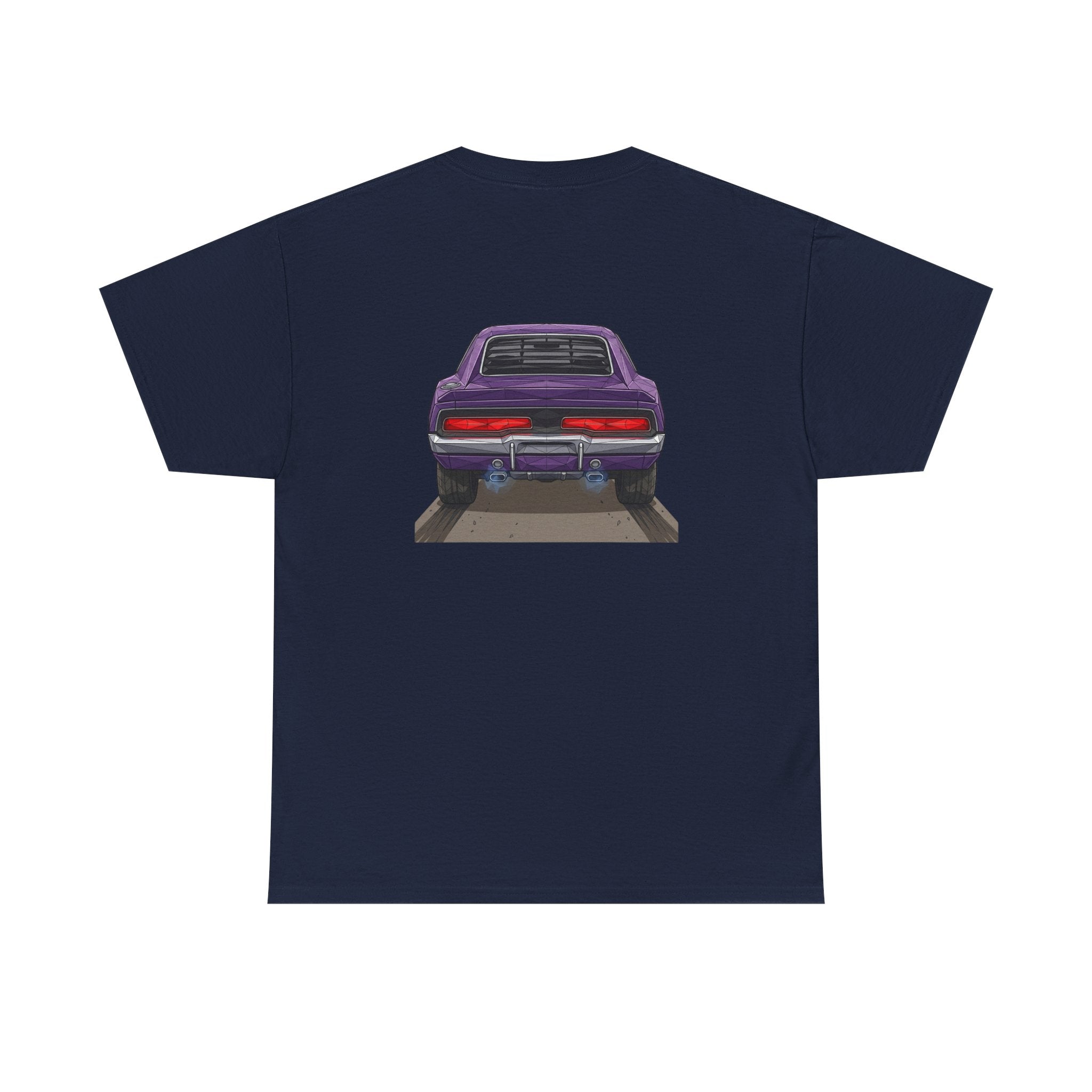 Retro Purple Muscle Car Tee | Front and Back Car Illustration
