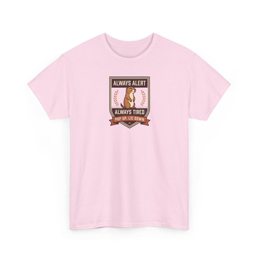 Always Alert Always Tired Badge Tee | Funny Sleepy Squirrel Shirt