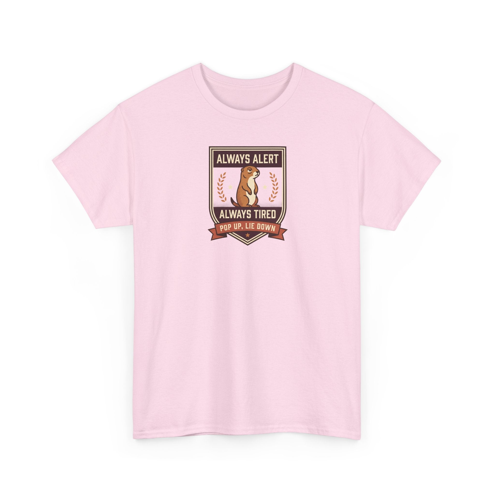 Always Alert Always Tired Badge Tee | Funny Sleepy Squirrel Shirt