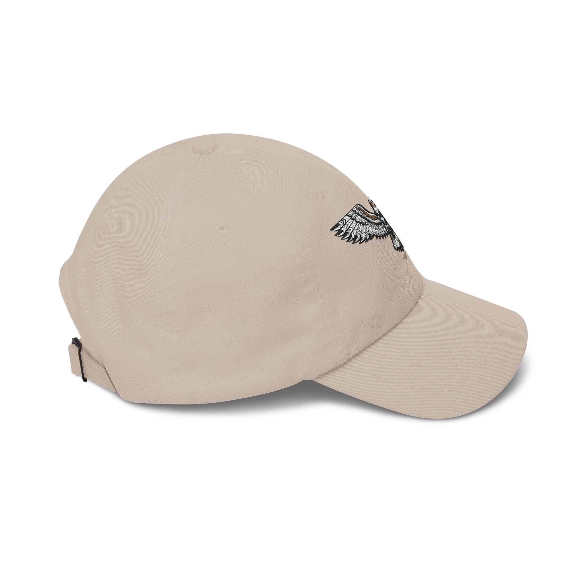 Embroidered Soaring Eagle Dad Cap — Classic White Baseball Hat