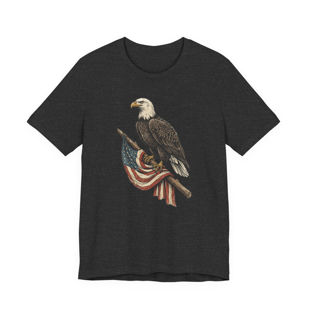 Bald Eagle American Flag T-Shirt | Patriotic USA Stars Stripes Vintage Eagle Graphic Tee Gift