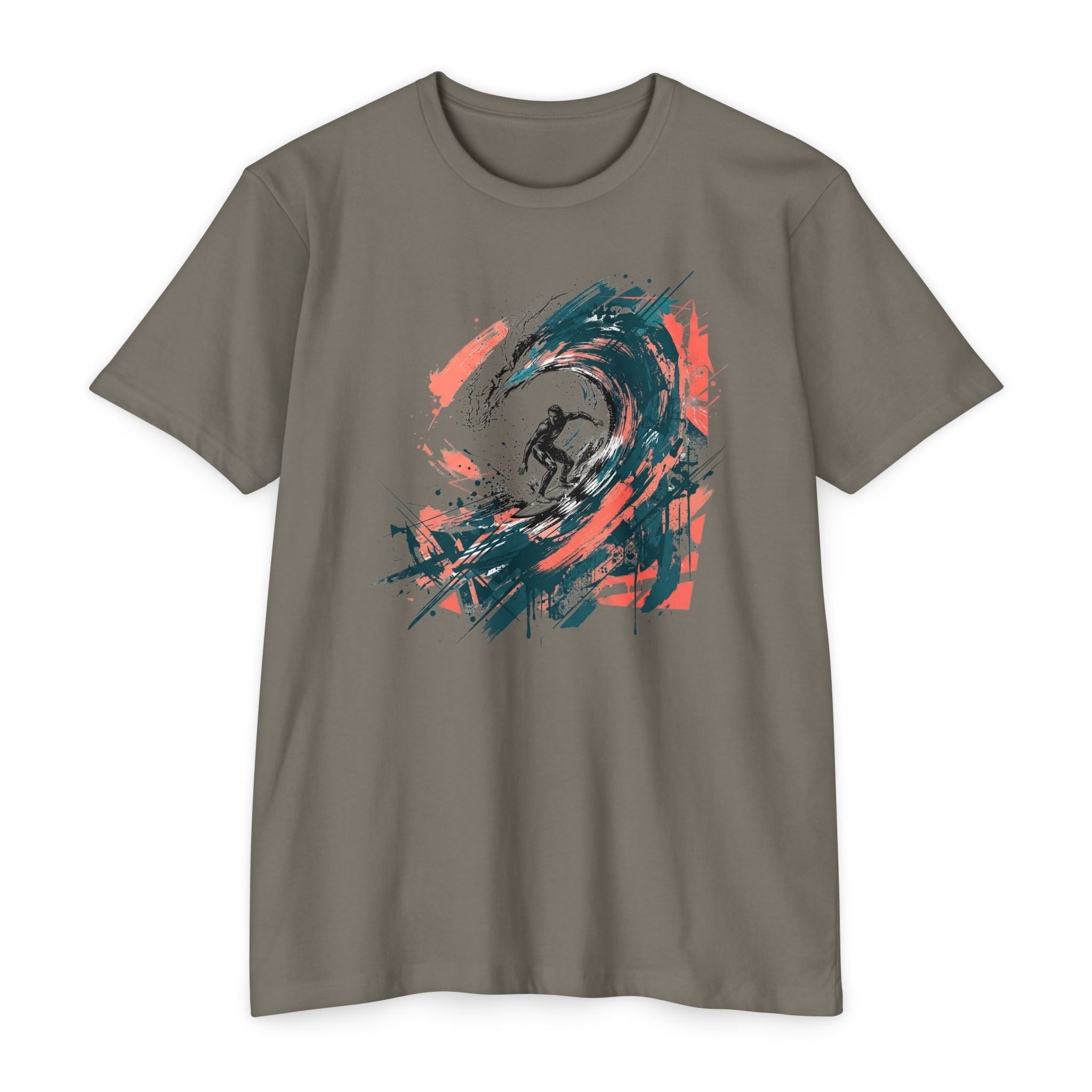 Surfer T-Shirt Wave Paintbrush Art Abstract Ocean Surf Graphic Tee Surfer Gift Beach Lover Unisex