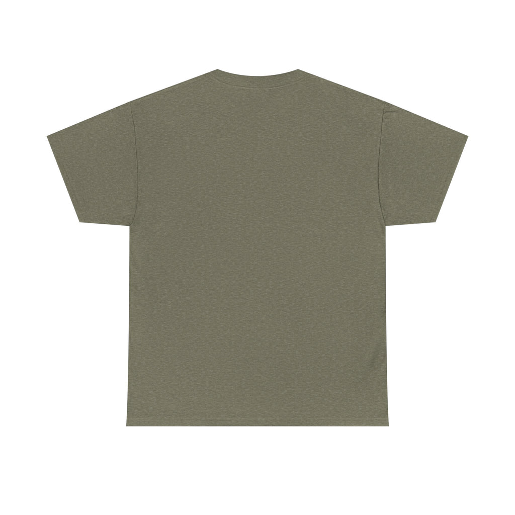 T-shirt vert militaire chiné à manches courtes, col ras du cou, dos sans imprimé visible