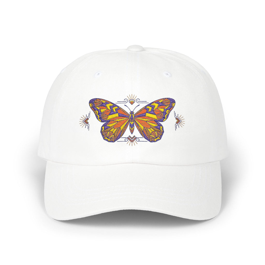 Butterfly Embroidered Dad Cap — Colorful Mosaic Moth Baseball Hat