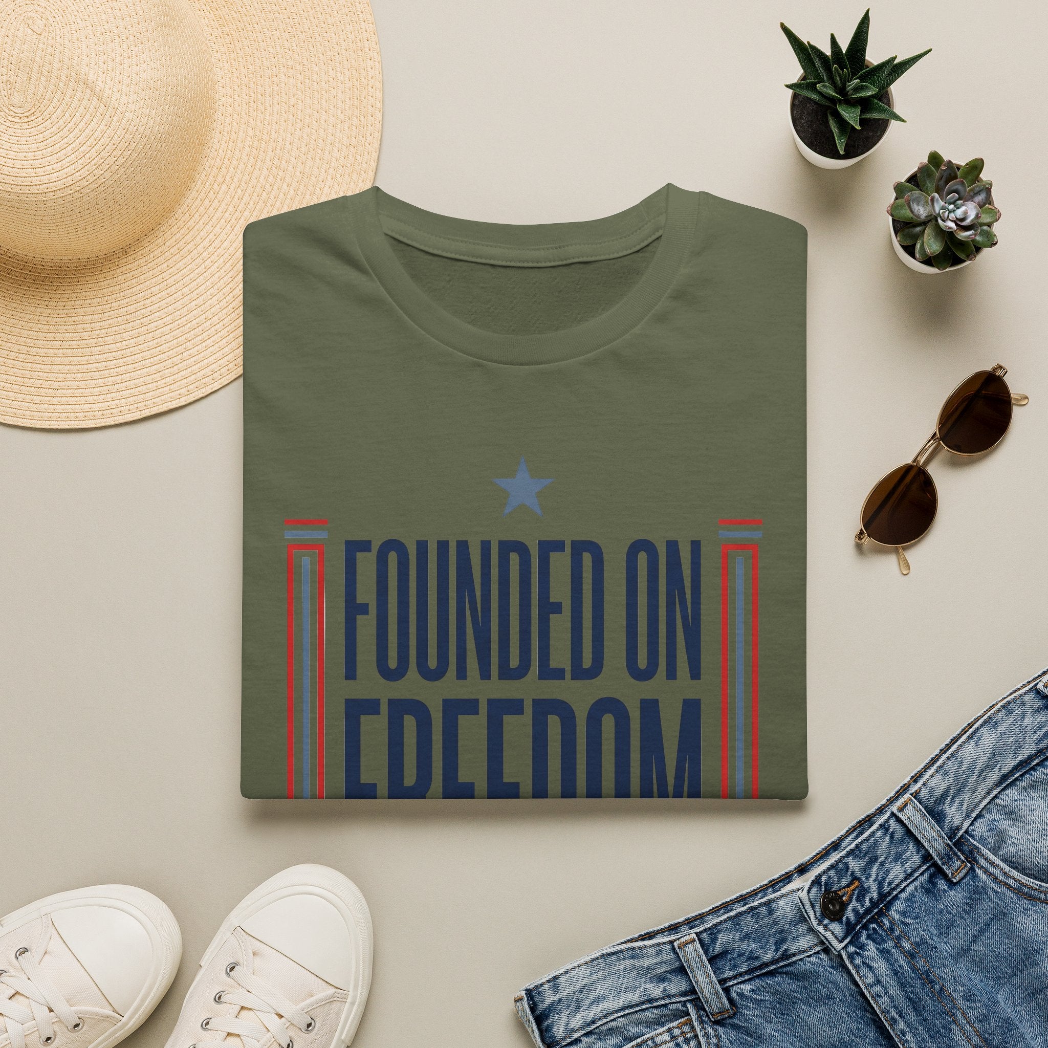 Founded on Freedom T-Shirt | Patriotic USA Shirt, 4th of July Gift, America Pride Tee, Unisex Patriotic Flag Graphic Tee