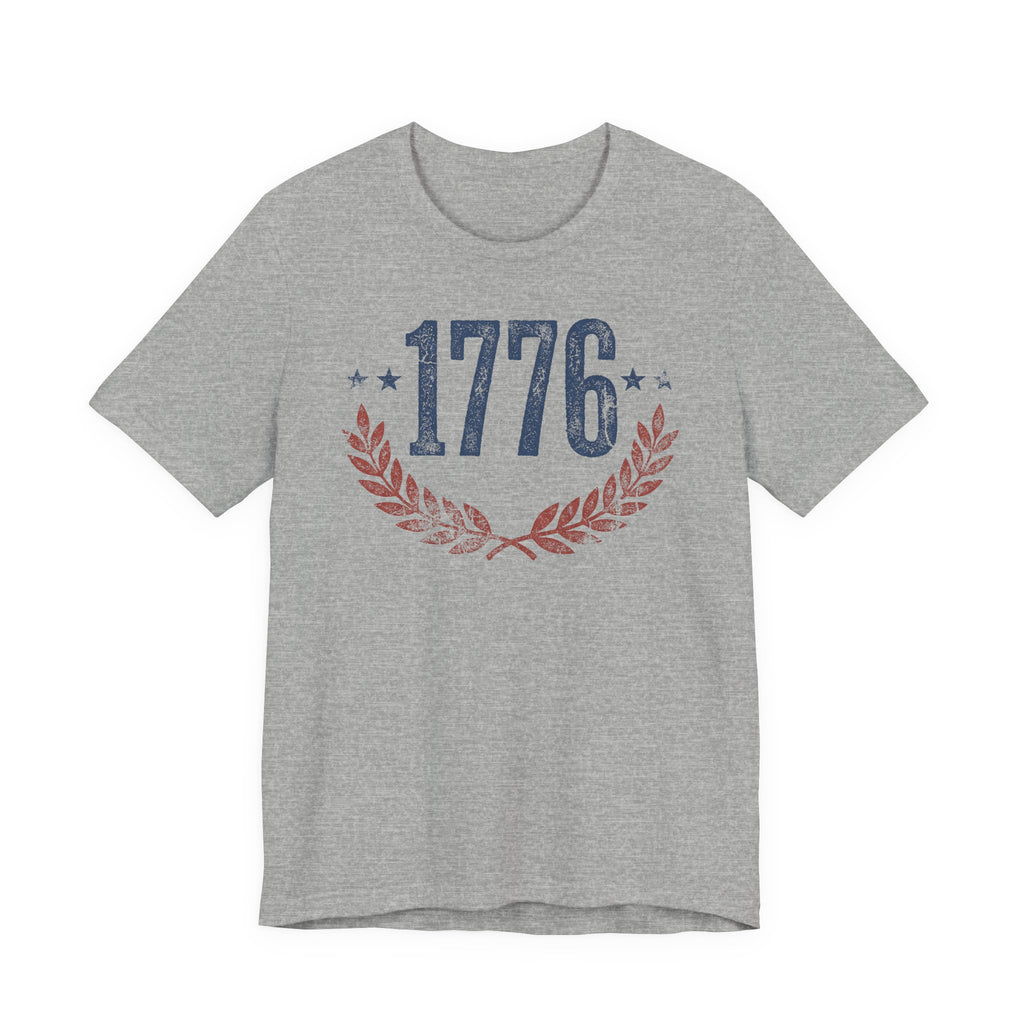 1776 Laurel Wreath T-Shirt | Patriotic American Revolution History Independence Day Graphic Tee