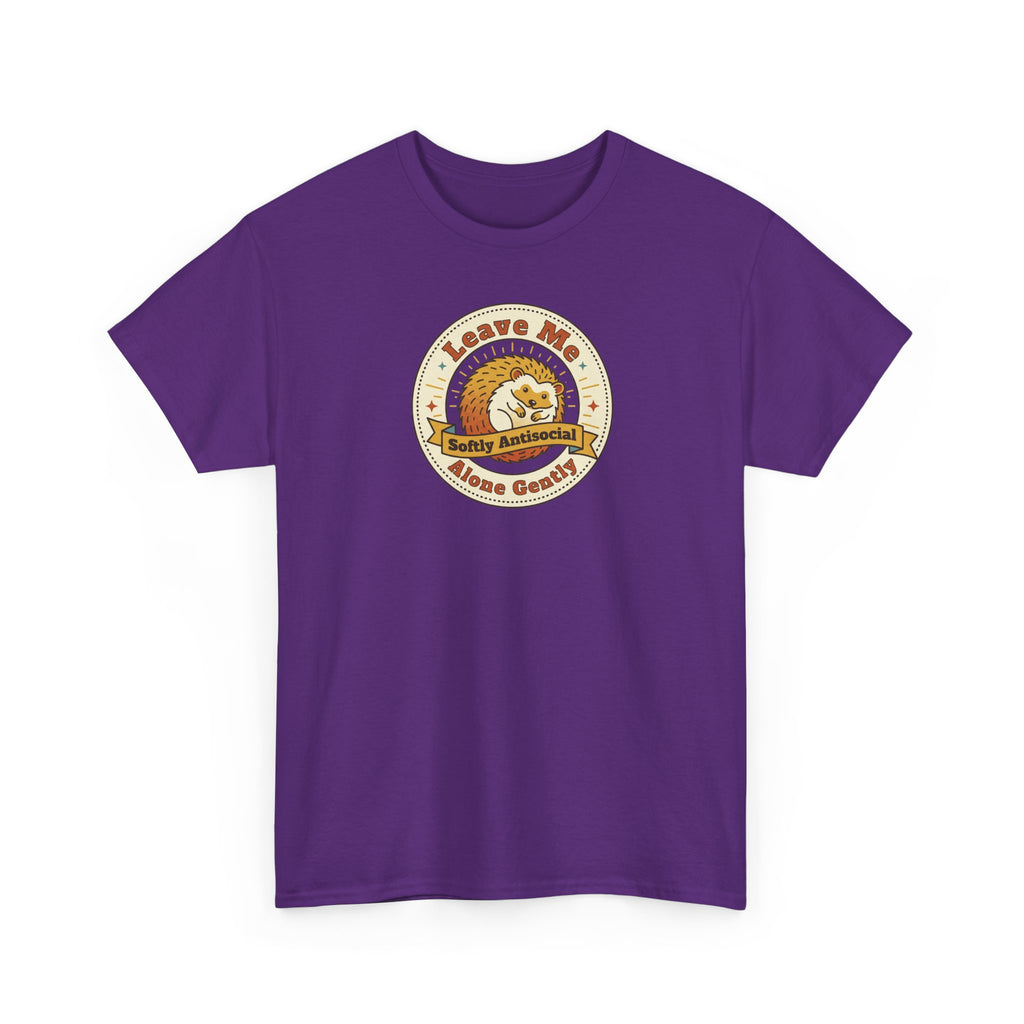 Leave Me Alone Softly Antisocial T-Shirt | Funny Introvert Hedgehog Graphic Tee