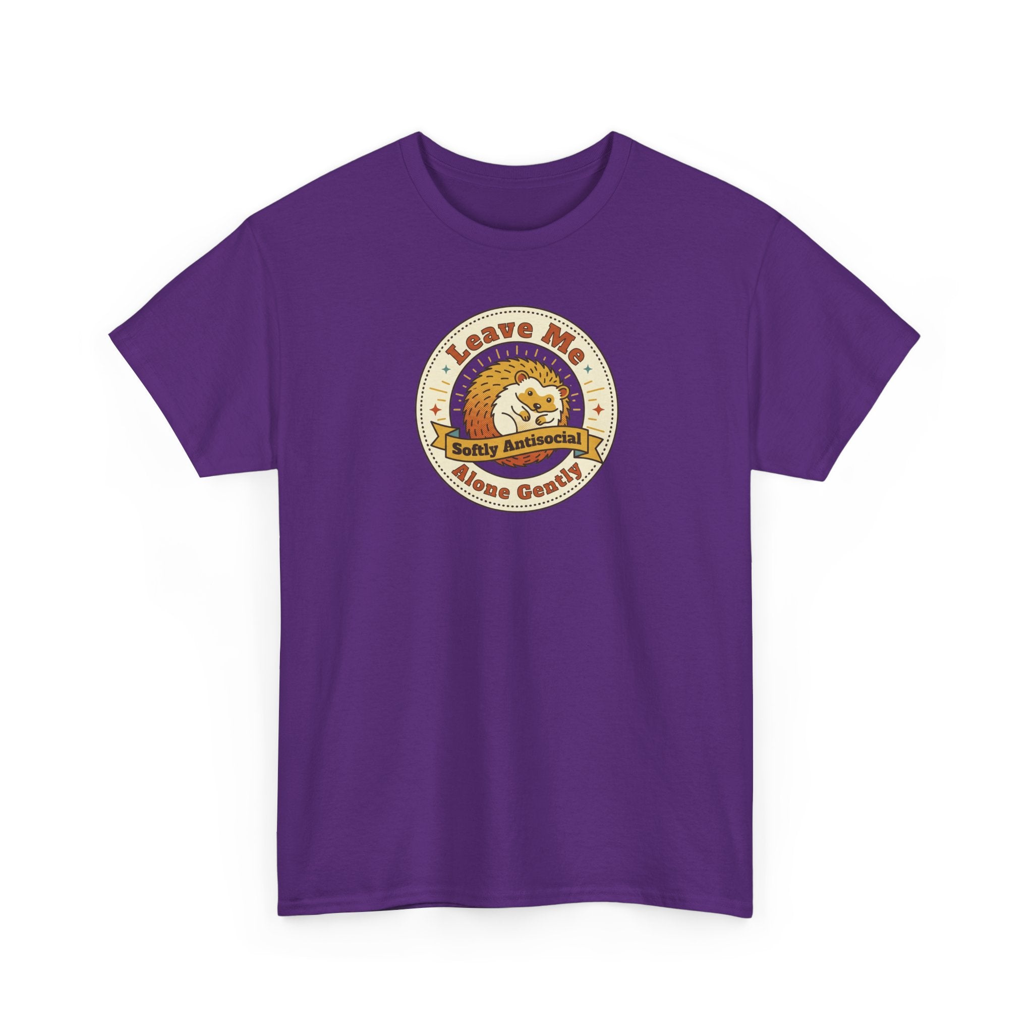 Leave Me Alone Softly Antisocial T-Shirt | Funny Introvert Hedgehog Graphic Tee
