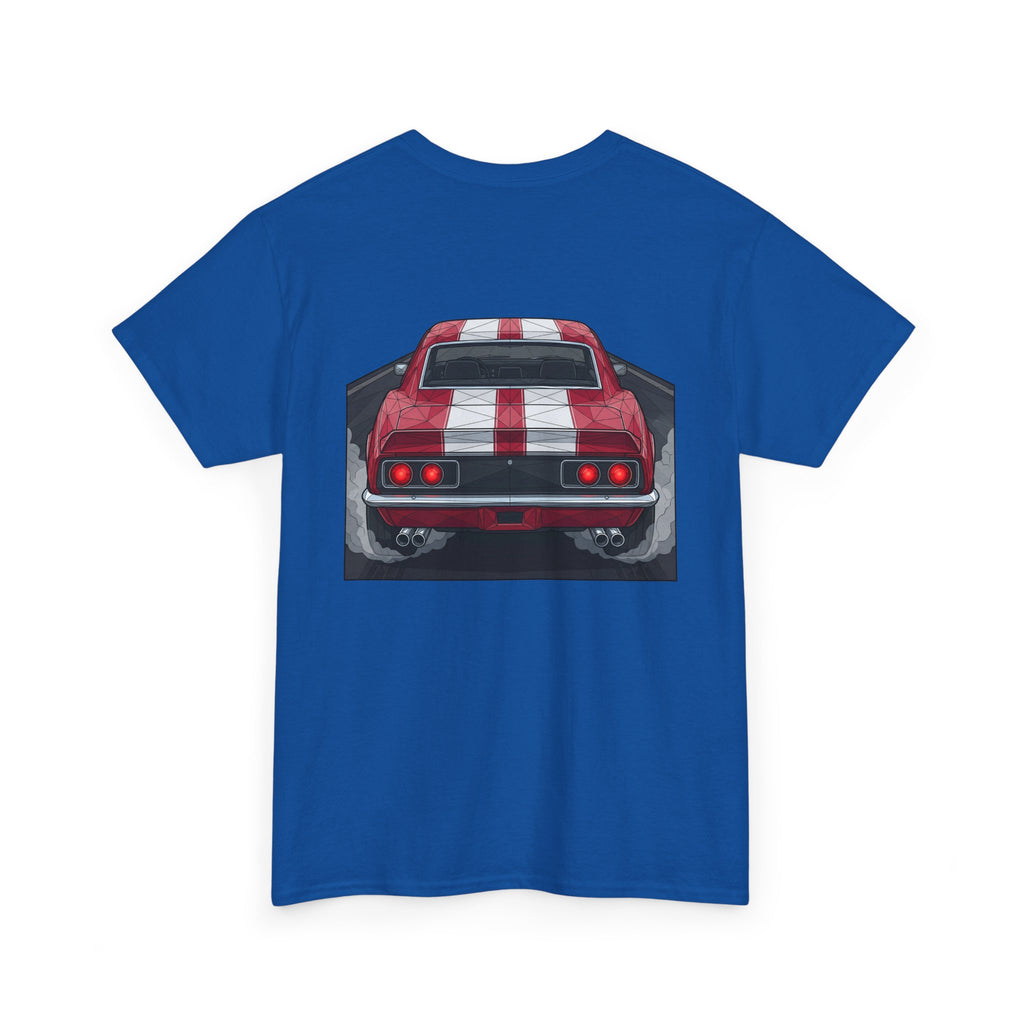 70s Red Muscle Car Tee | Front and Back Vintage Car Illustration
