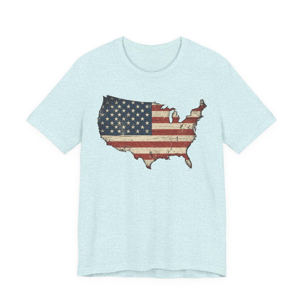 Distressed American Flag USA Map T-Shirt | Patriotic United States Tee