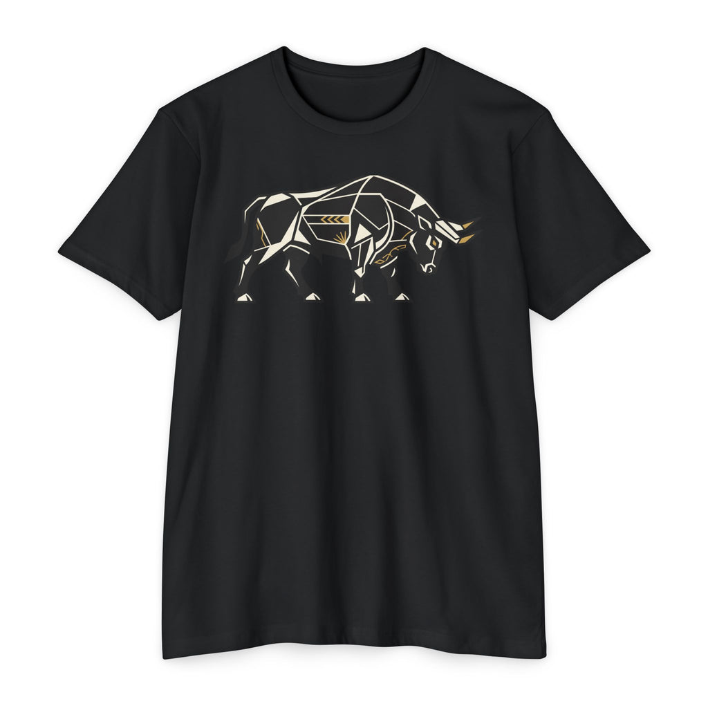Bull T-Shirt Geometric Illustration Charging Bull Graphic Tee Animal Lover Gift Streetwear Unisex