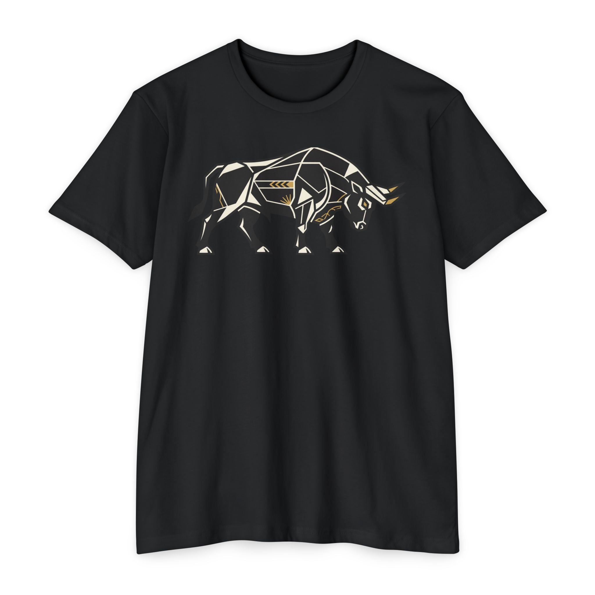 Bull T-Shirt Geometric Illustration Charging Bull Graphic Tee Animal Lover Gift Streetwear Unisex