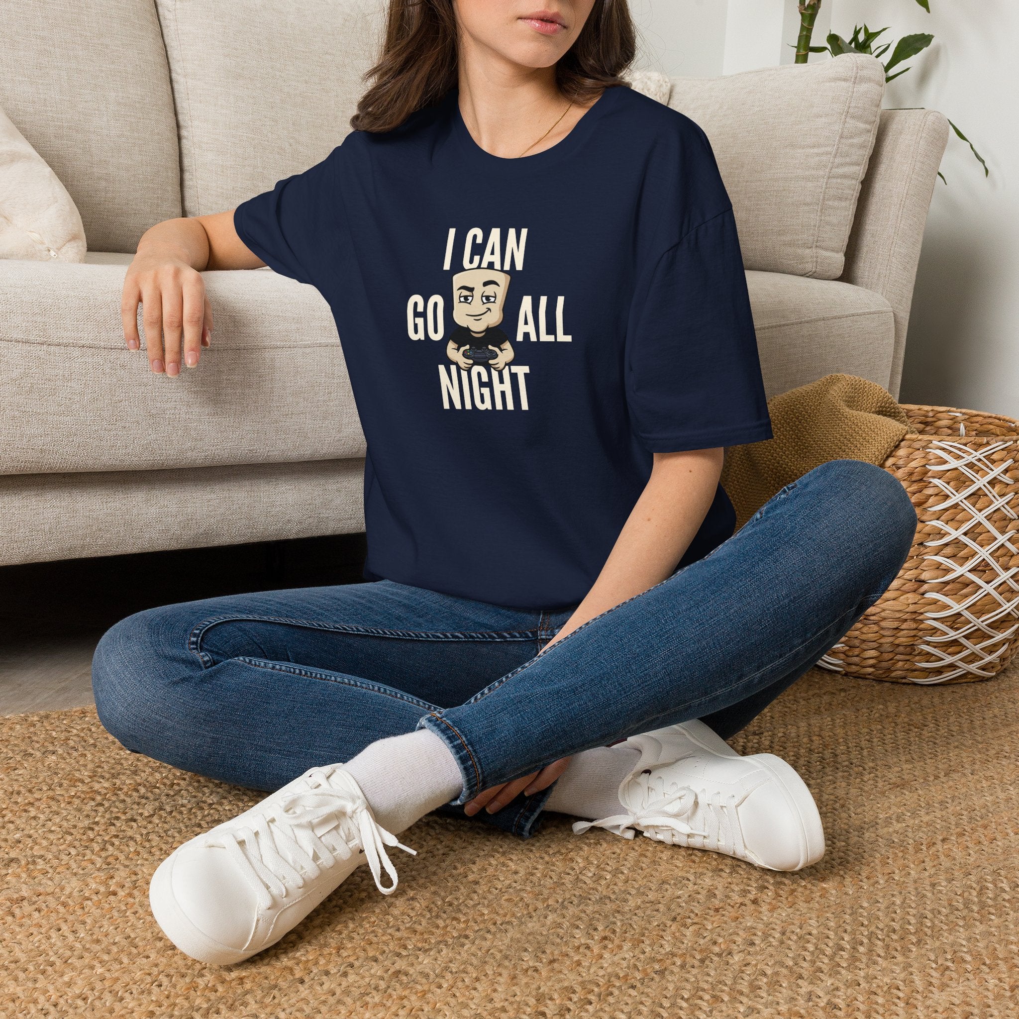 I Can Go All Night T-Shirt | Funny Gamer Tee | Video Game Controller Innuendo Humor Gift