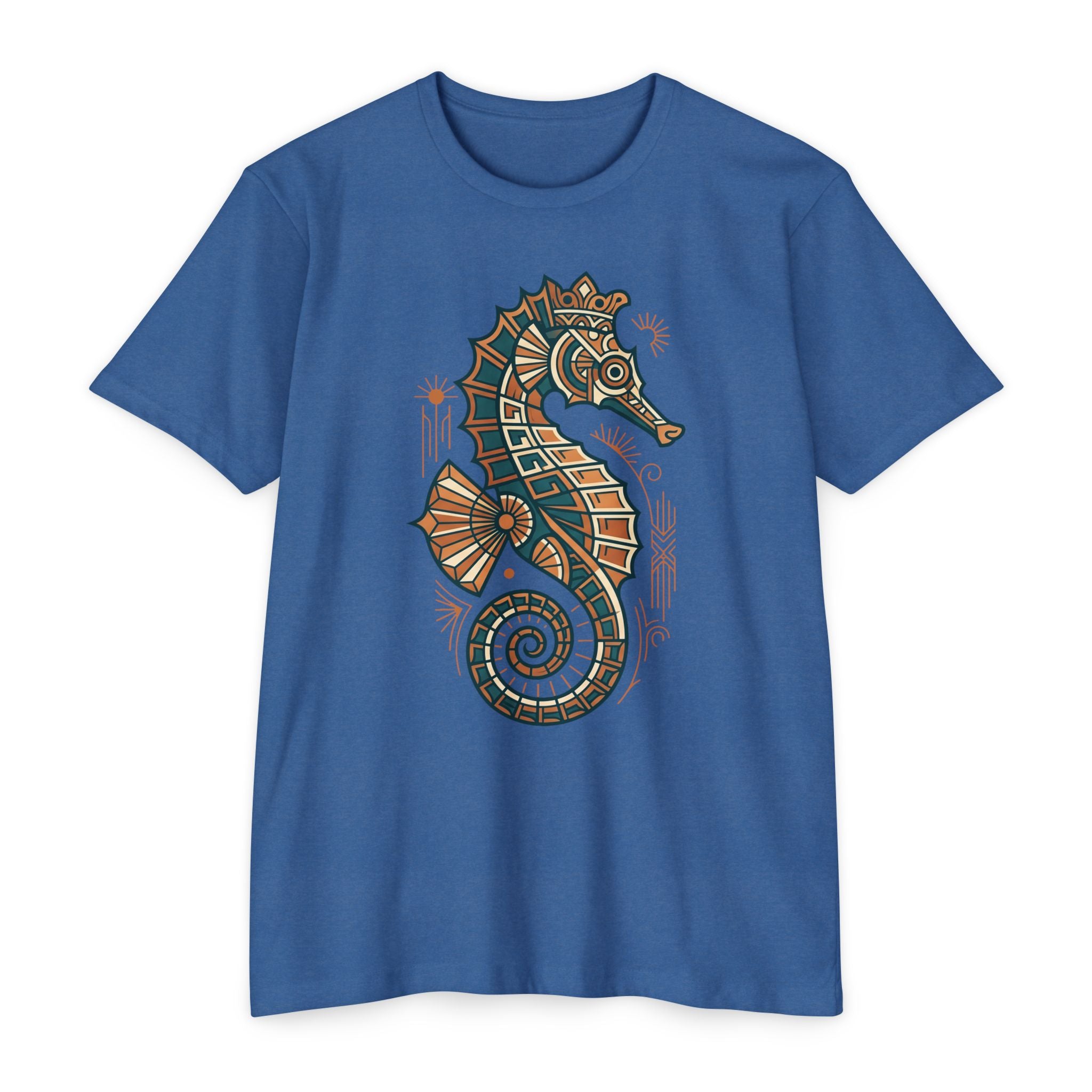 Seahorse T-Shirt Nautical Mosaic Coastal Beach Ocean Art Graphic Tee Sea Lover Gift Unisex
