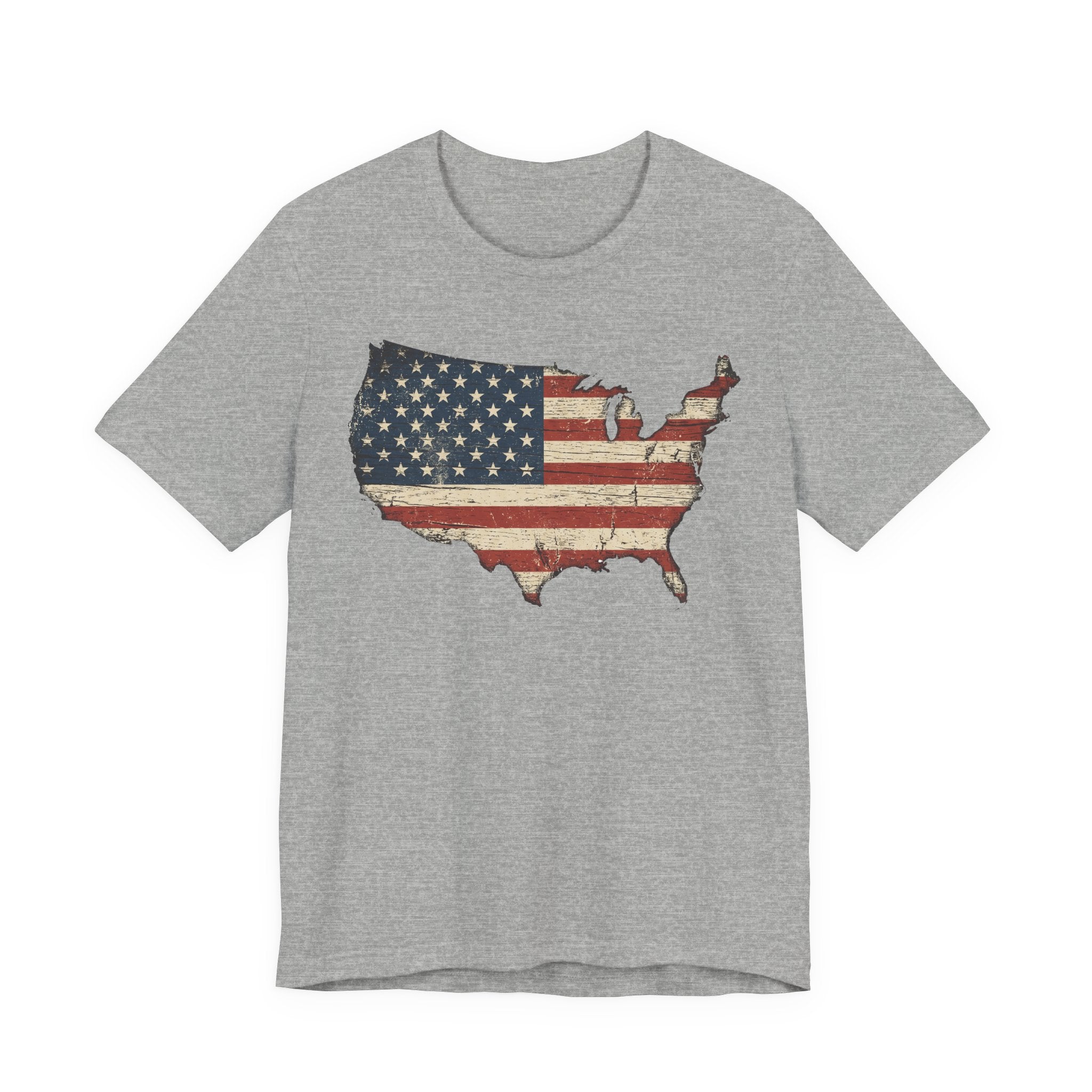 Distressed American Flag USA Map T-Shirt | Patriotic United States Tee