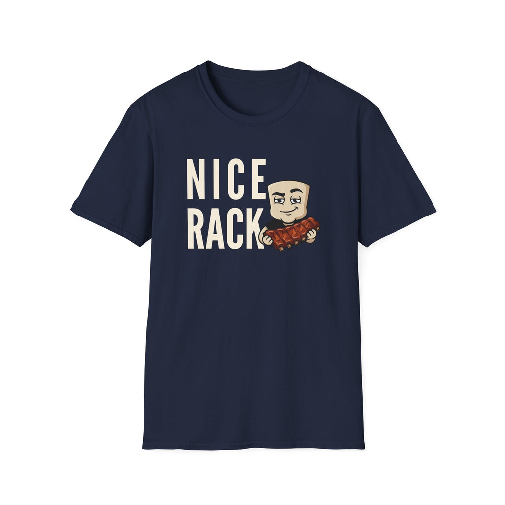 Nice Rack T-Shirt | Funny BBQ Ribs Grilling Tee | Cookout Humor Food Pun Gift