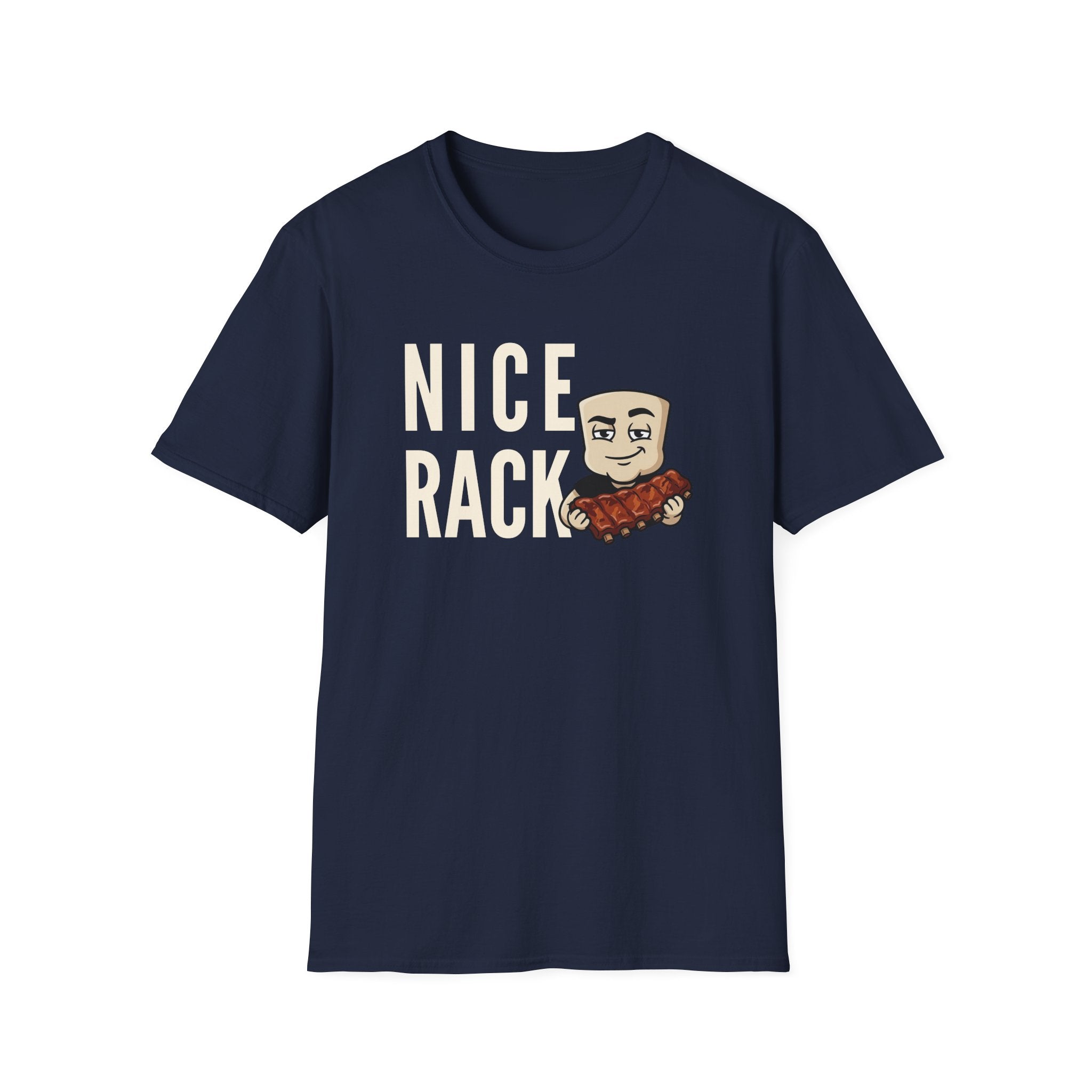 Nice Rack T-Shirt | Funny BBQ Ribs Grilling Tee | Cookout Humor Food Pun Gift