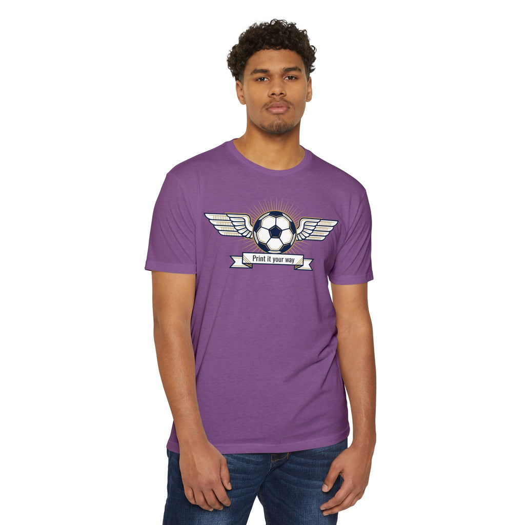 Custom Vintage Soccer T-Shirt Personalized Winged Soccer Emblem Tee Add Your Name or Team Soccer Gift