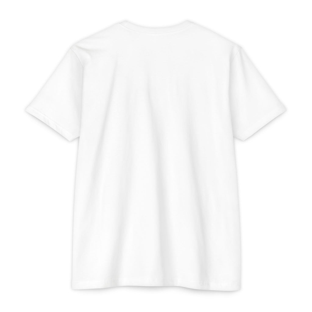 White crewneck graphic t-shirt, short sleeves
