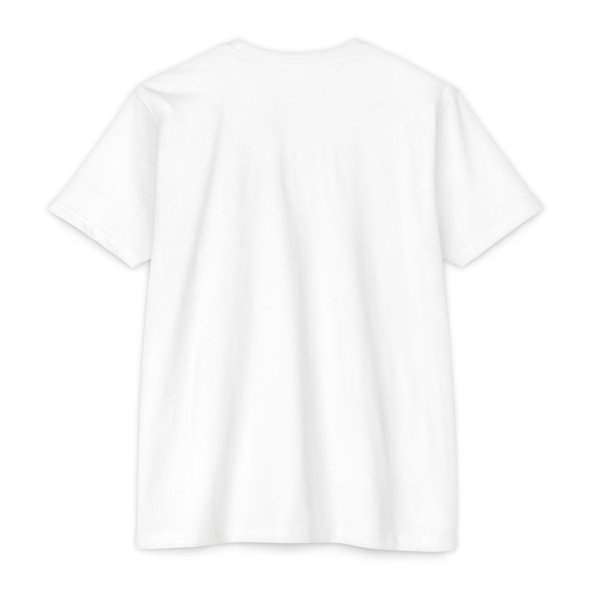 White crewneck graphic t-shirt, short sleeves