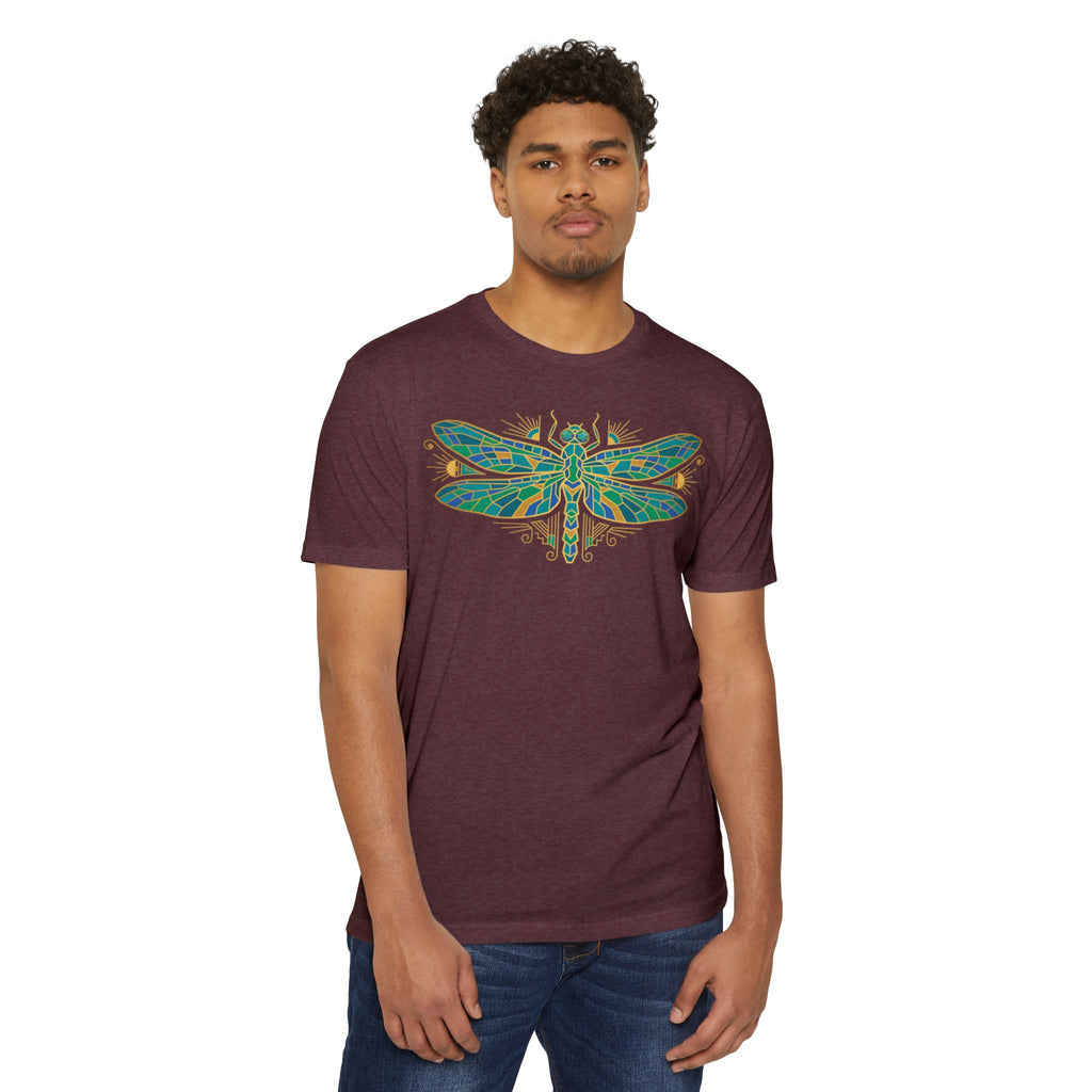 Dragonfly T-Shirt Green Mosaic Nature Insect Illustration Graphic Tee Dragonfly Lover Gift Unisex