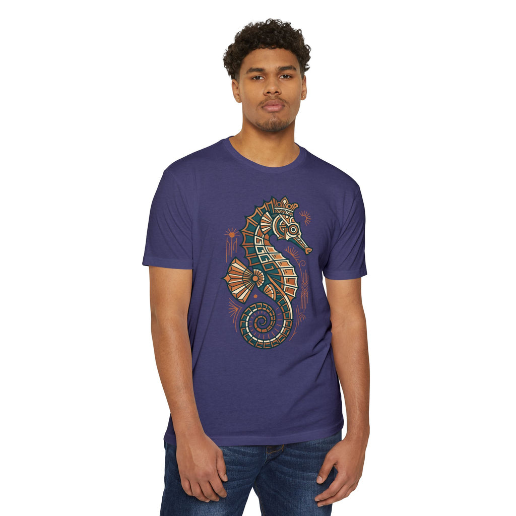 Seahorse T-Shirt Nautical Mosaic Coastal Beach Ocean Art Graphic Tee Sea Lover Gift Unisex