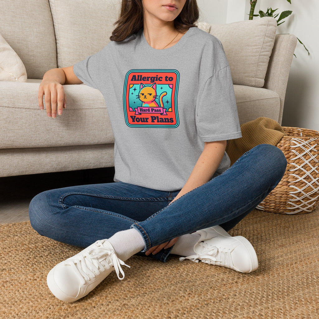 Allergic to Your Plans Cat T-Shirt | Funny Antisocial Introvert Cat Lover Graphic Tee