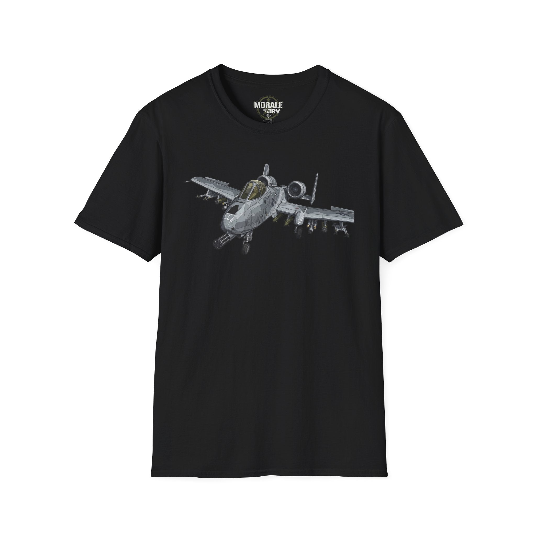 A-10 Warthog graphic T-shirt in black, jet illustration on front