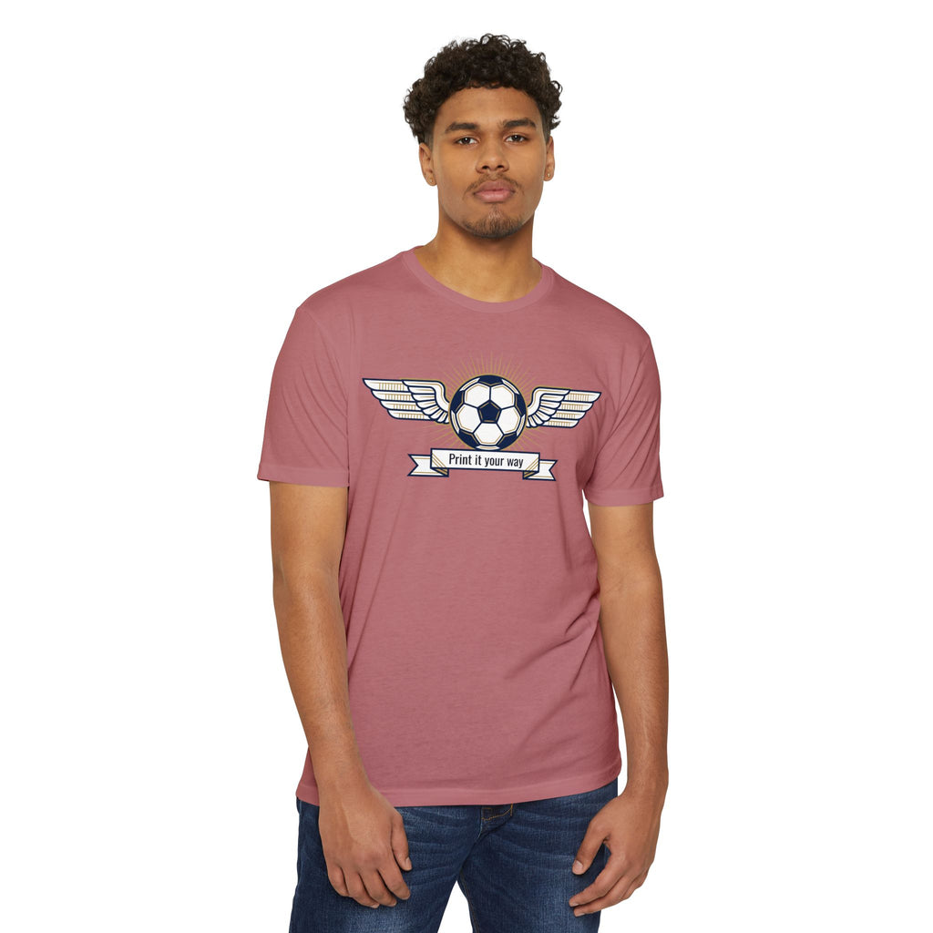 Custom Vintage Soccer T-Shirt Personalized Winged Soccer Emblem Tee Add Your Name or Team Soccer Gift