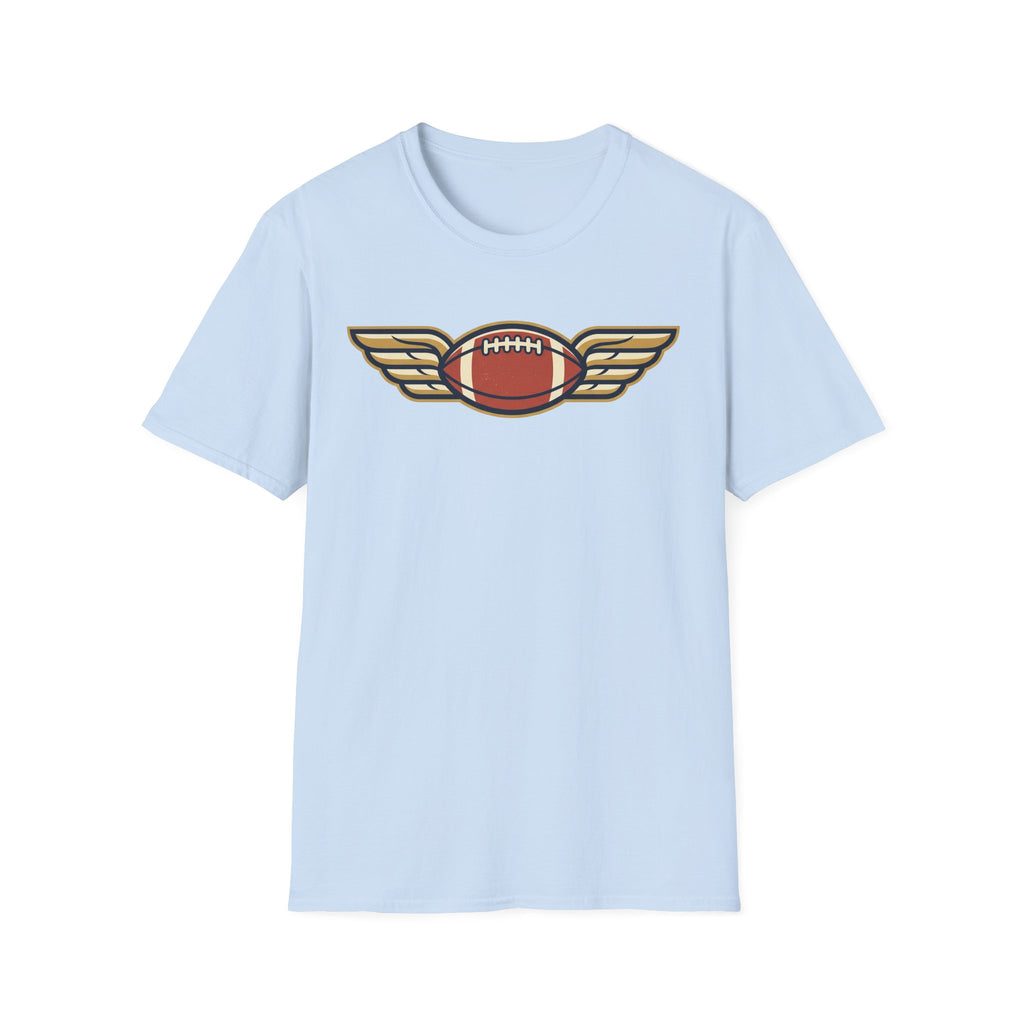 Winged Football T-Shirt | Vintage Retro Flying Football Tee