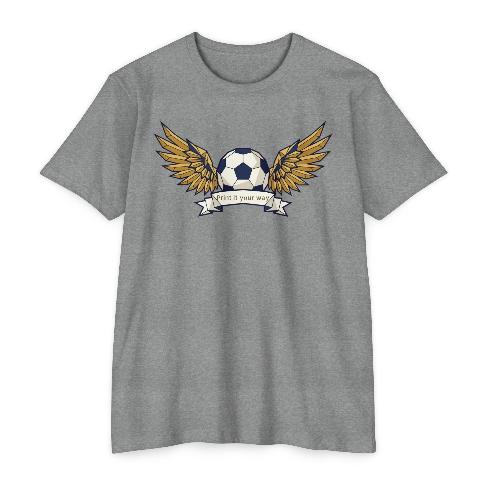 Custom Soccer T-Shirt Personalized Winged Soccer Ball Banner Tee Add Your Name or Team Gift Unisex