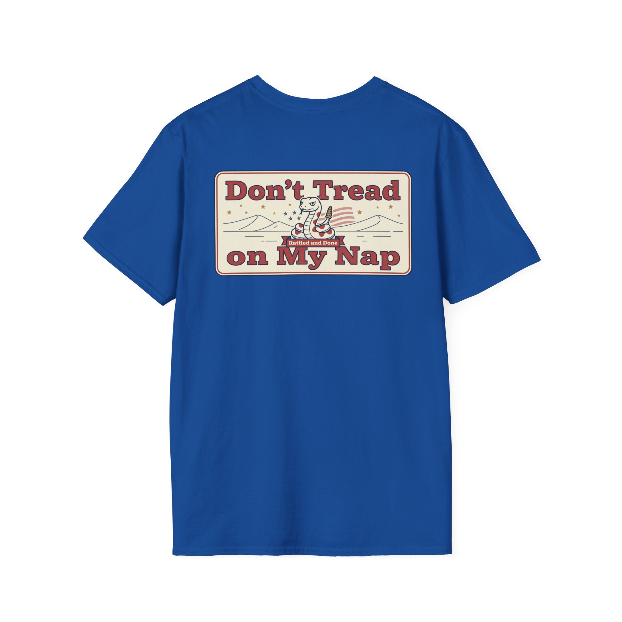 Funny Retired Veteran T-Shirt Dont Tread on My Nap Patriotic Humor Tee with Military Chest Emblem