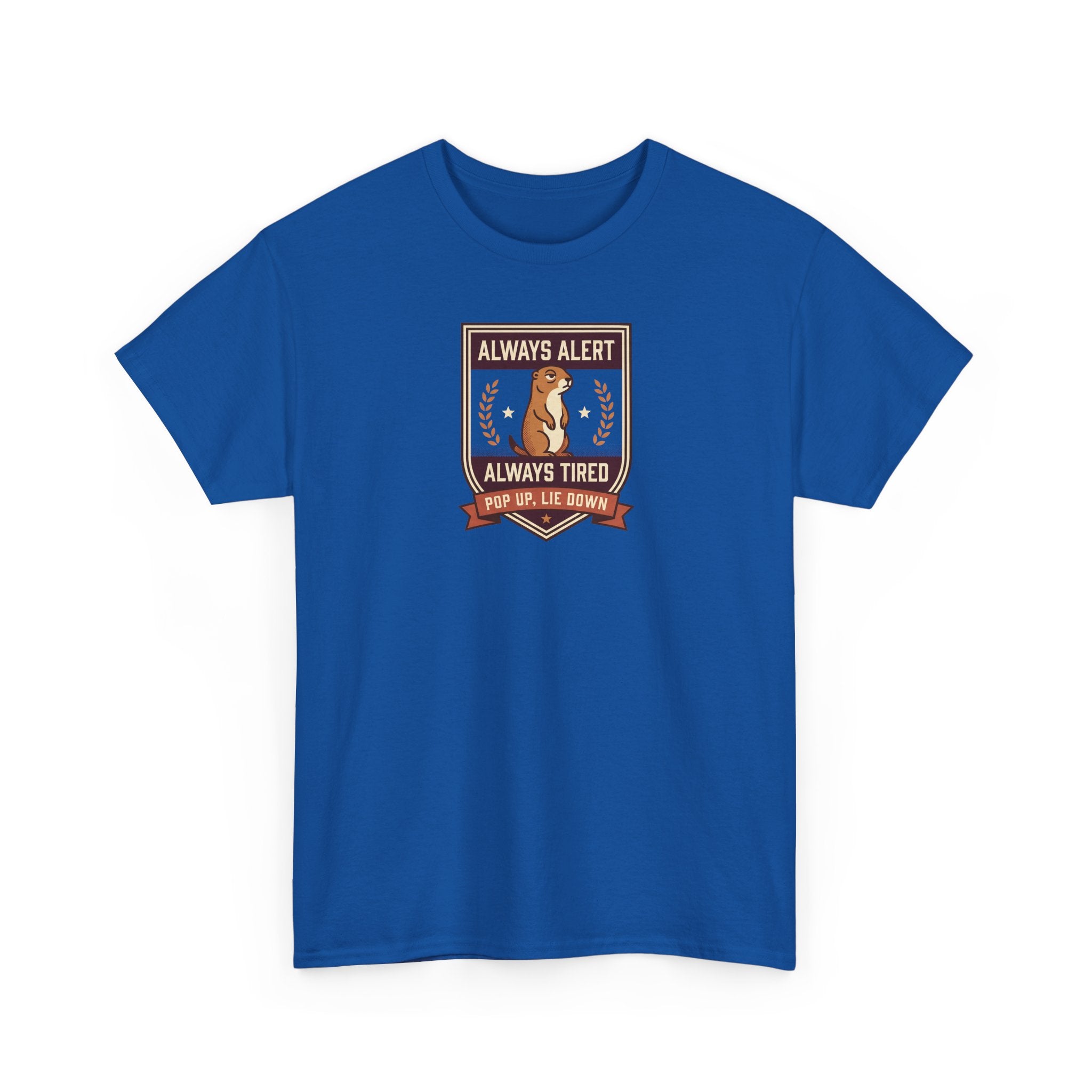 Always Alert Always Tired Badge Tee | Funny Sleepy Squirrel Shirt