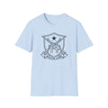 Light blue T-shirt with front shield emblem featuring crossed rifles and “MOLON LABE”