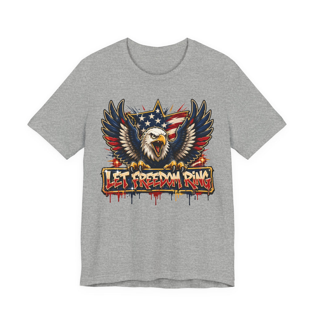 Let Freedom Ring Bald Eagle T-Shirt | 4th of July Patriotic American Flag Graphic Tee