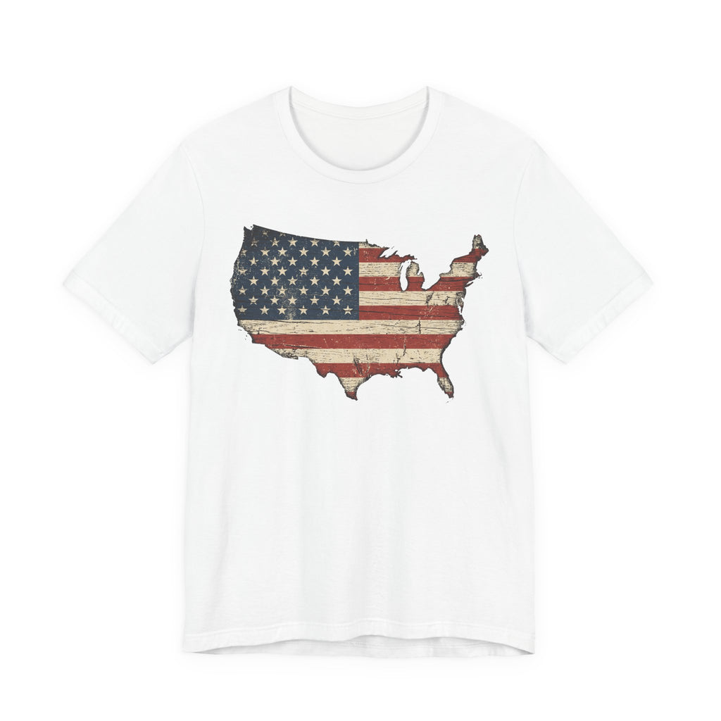 Distressed American Flag USA Map T-Shirt | Patriotic United States Tee