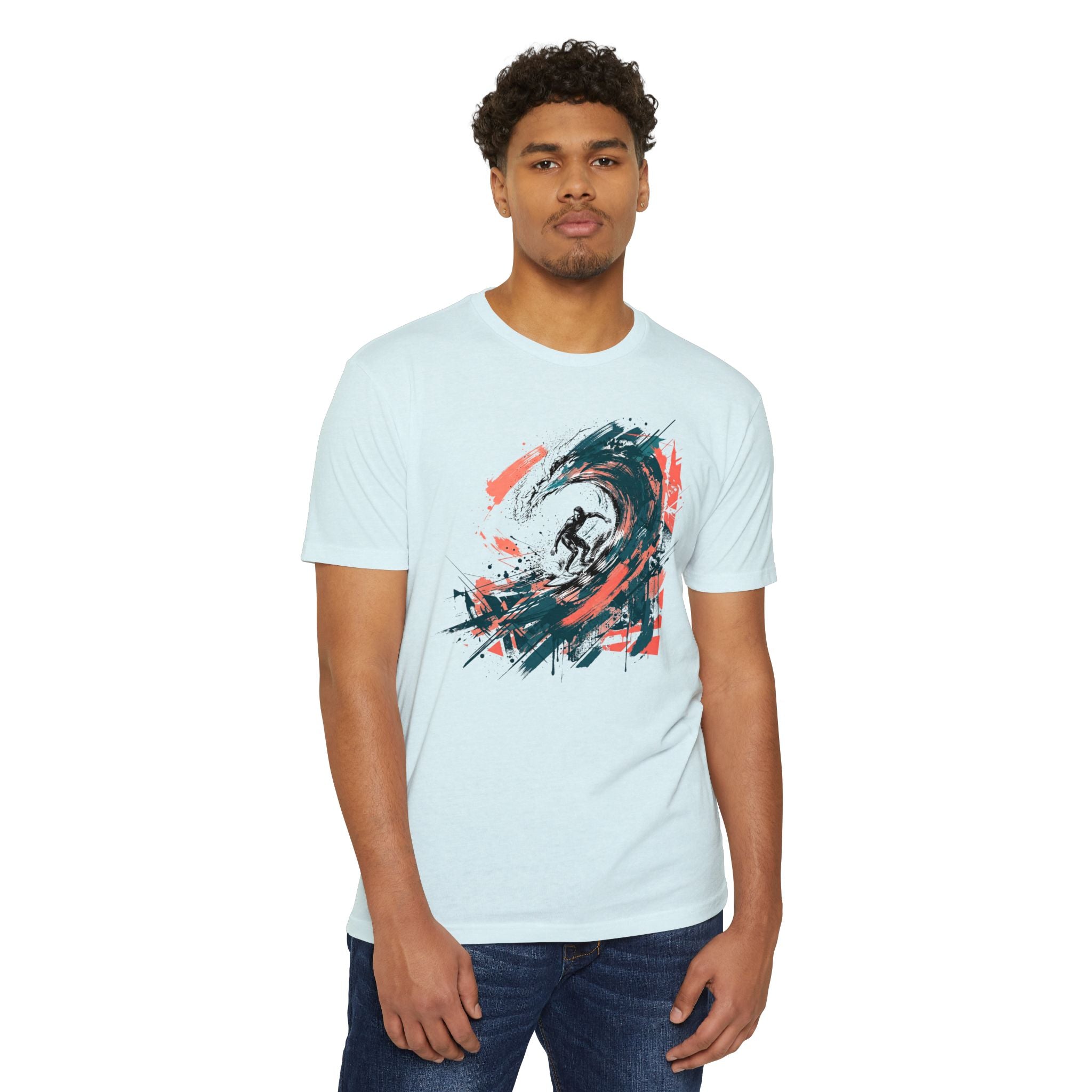 Surfer T-Shirt Wave Paintbrush Art Abstract Ocean Surf Graphic Tee Surfer Gift Beach Lover Unisex