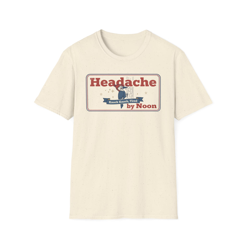Funny Headache T-Shirt | Knock Knock Tired by Noon Retro Graphic Tee | Sarcastic Humor Gift
