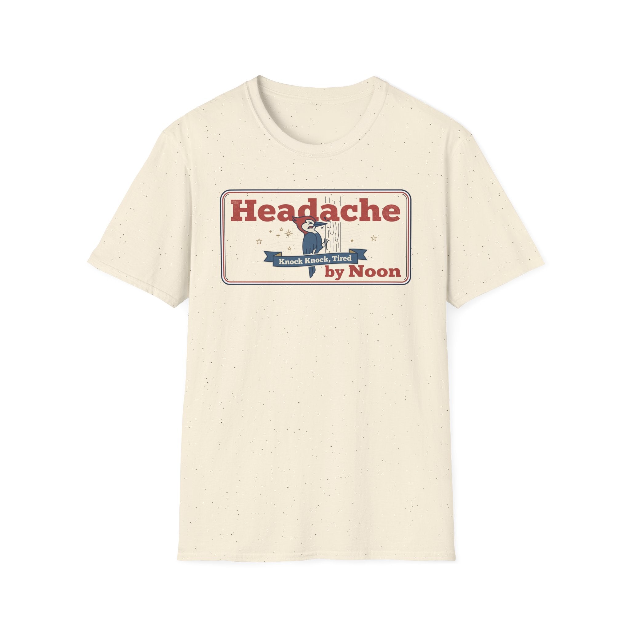 Funny Headache T-Shirt | Knock Knock Tired by Noon Retro Graphic Tee | Sarcastic Humor Gift