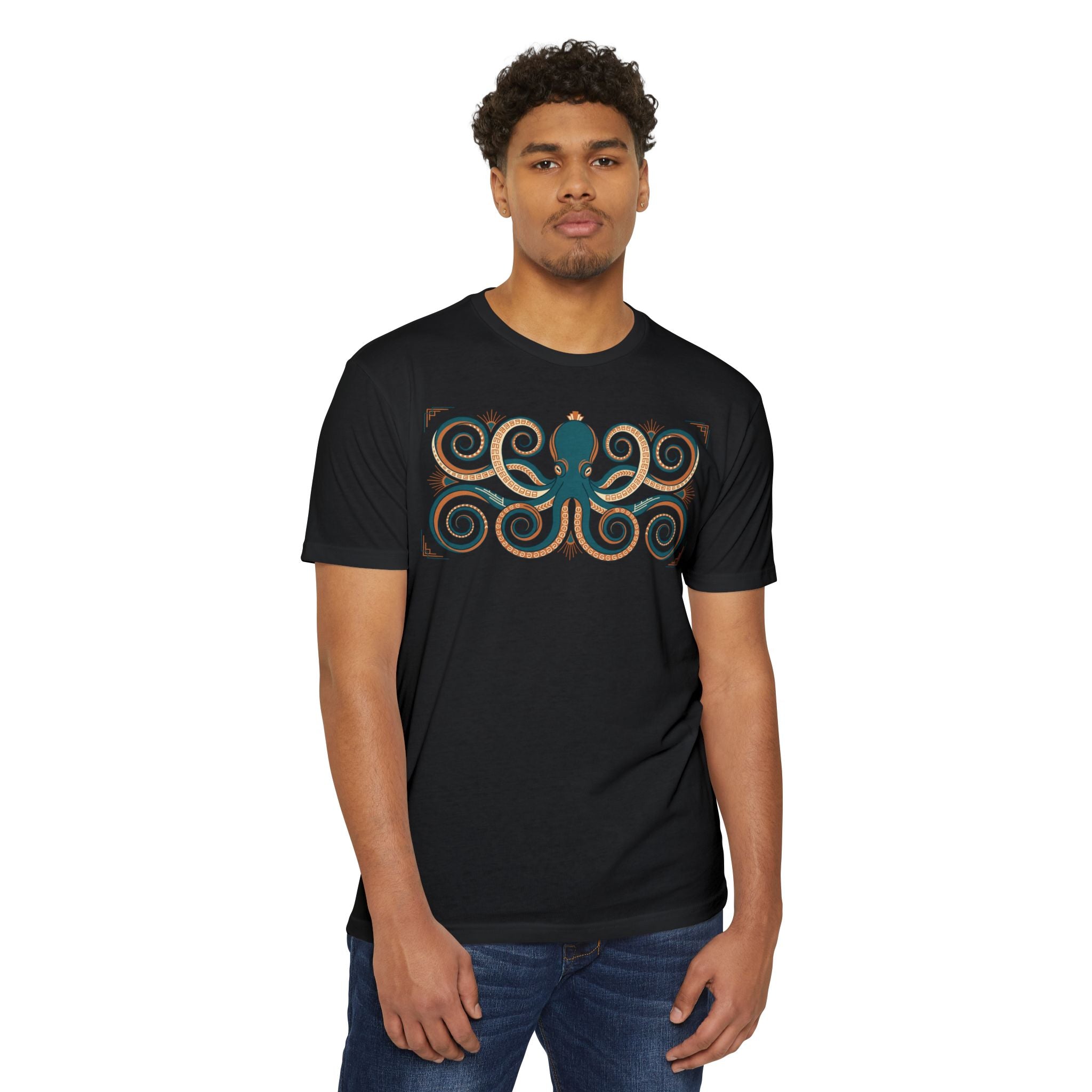 Octopus T-Shirt Teal Swirl Nautical Sea Creature Graphic Tee Ocean Lover Gift Unisex