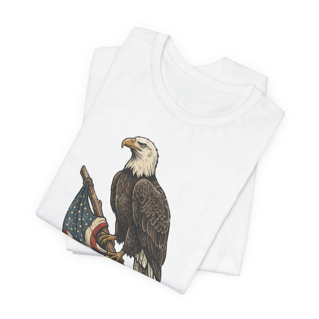 Bald Eagle American Flag T-Shirt | Patriotic USA Stars Stripes Vintage Eagle Graphic Tee Gift
