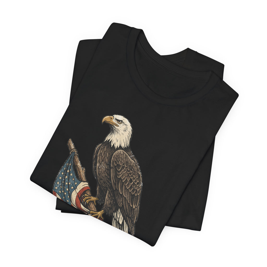Bald Eagle American Flag T-Shirt | Patriotic USA Stars Stripes Vintage Eagle Graphic Tee Gift
