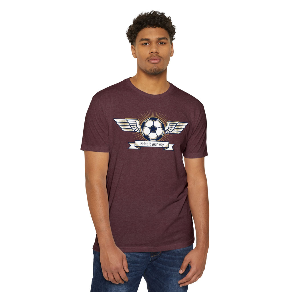 Custom Vintage Soccer T-Shirt Personalized Winged Soccer Emblem Tee Add Your Name or Team Soccer Gift