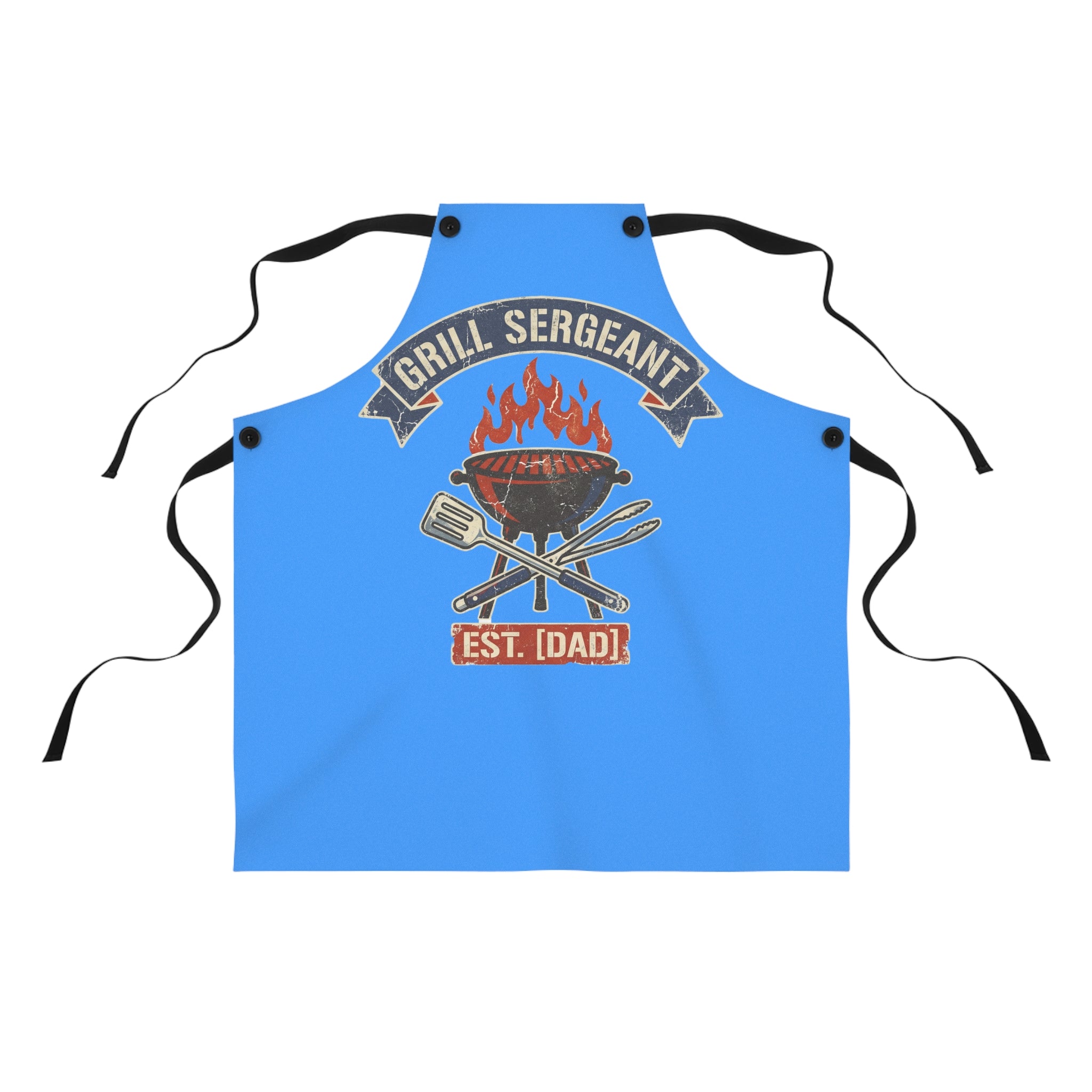 Grill Sarge Apron for Dad | Funny BBQ Grilling Apron | Retro Badge Cooking Apron | Fathers Day Gift | Adjustable Blue Apron