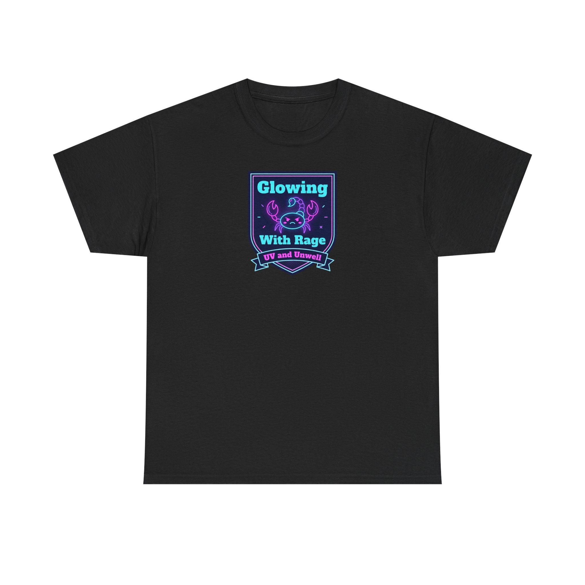 Glowing With Rage tee | Neon Skull Shield design