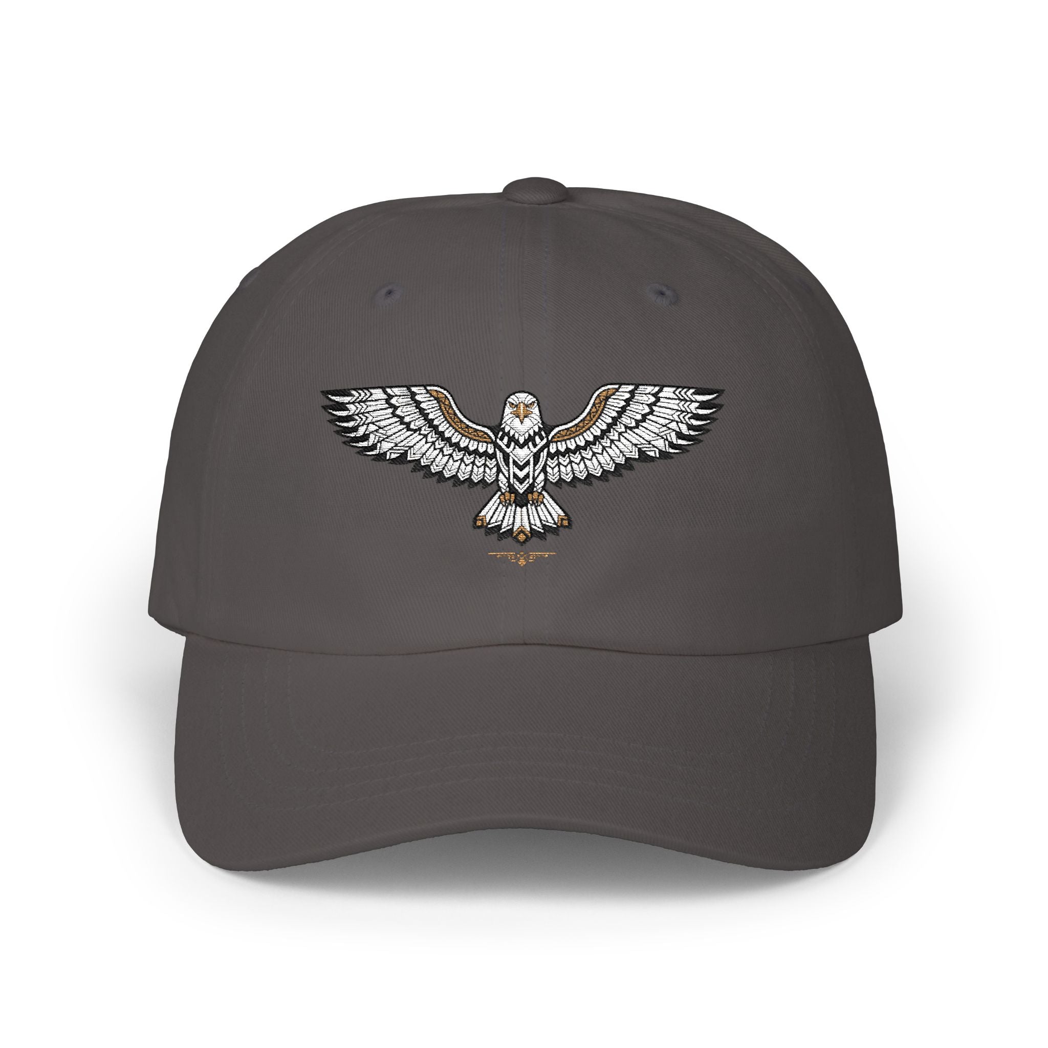 Embroidered Soaring Eagle Dad Cap — Classic White Baseball Hat