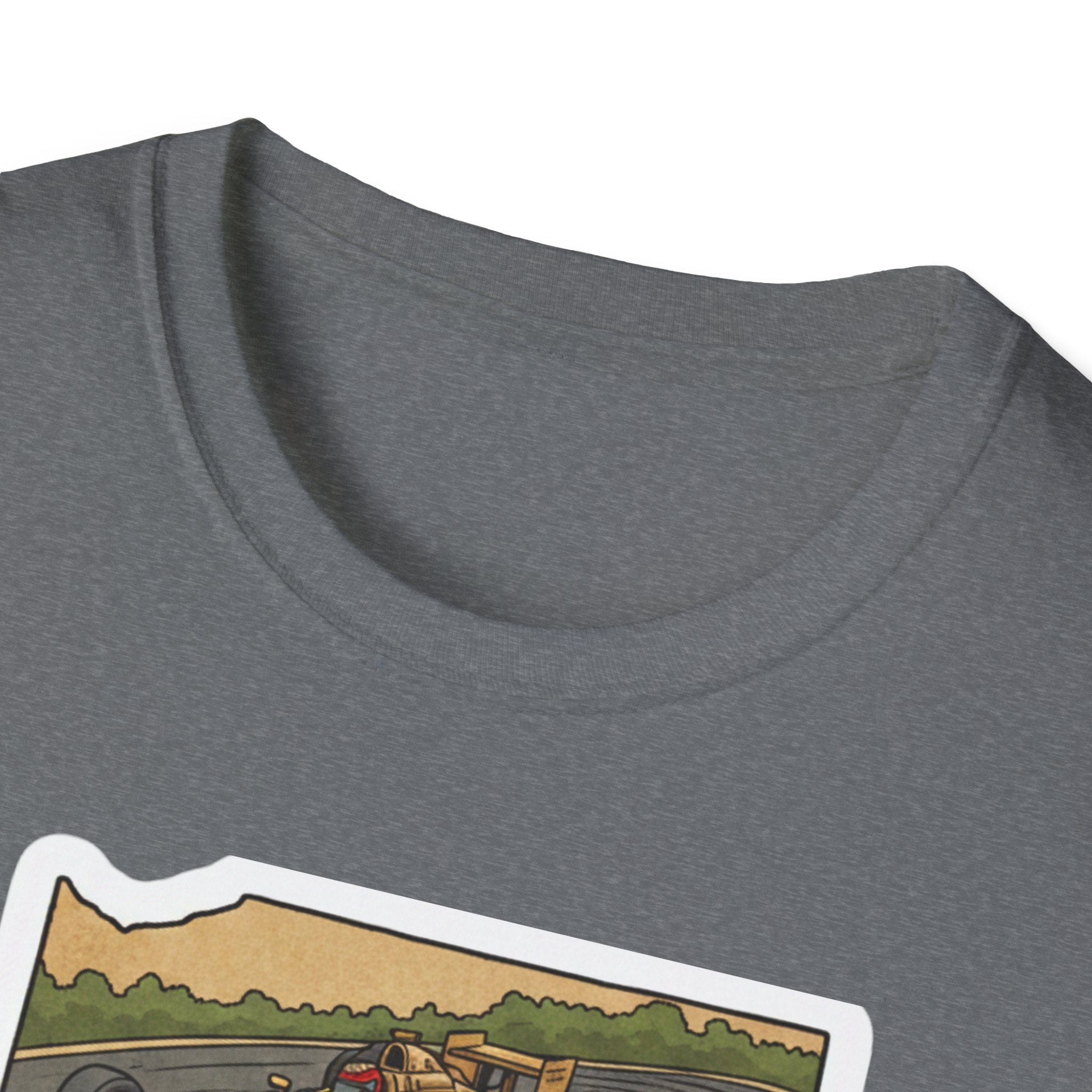 I am Indiana T-shirt, Graphite Heather crew neck close-up